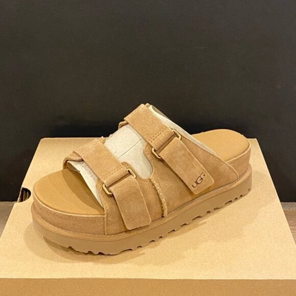 Ugg Chestnut Goldenstar Hi Slide Sandals Shoes Heels Pumps Flats NEW - Picture 1 of 4